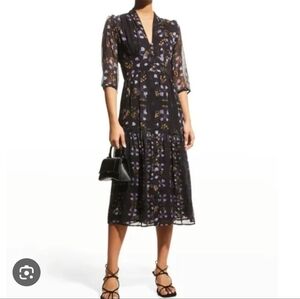 Ba&sh Women's Haline V Neck Floral Midi Dress XS